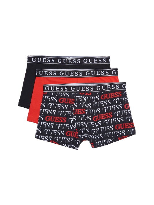 Guess Elvin Boxer 3 Pakuočių Juoda/raudona/atspėk Logotipas
