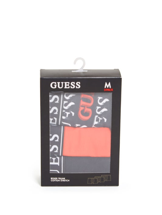 Guess Elvin Boxer 3 Pakuočių Juoda/raudona/atspėk Logotipas