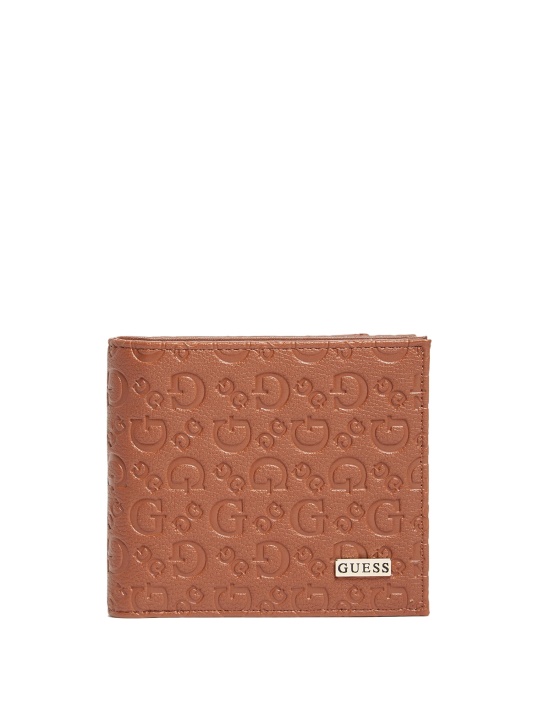Ruda Atspėti įspaustu Logotipu Bifold Piniginė