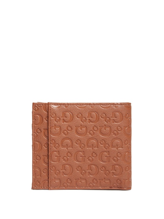 Ruda Atspėti įspaustu Logotipu Bifold Piniginė