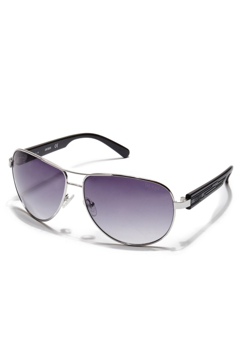 Tekstūruotos Rankos Aviator Akiniai Nuo Saulės Wht/silver Guess