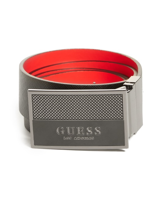 Emalio Logotipo Plokštelinis Diržas Guess 603 Raudonas