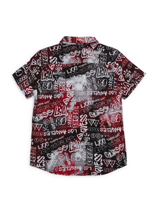 Bryce Marginto Logotipo Marškinėliai (7-16) Graffiti Print Chili Red Spėjimas