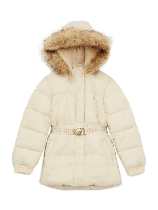 Palaimingas Diržas Puffer Coat (7-14) Vaniliniai Skaistalai Spėti