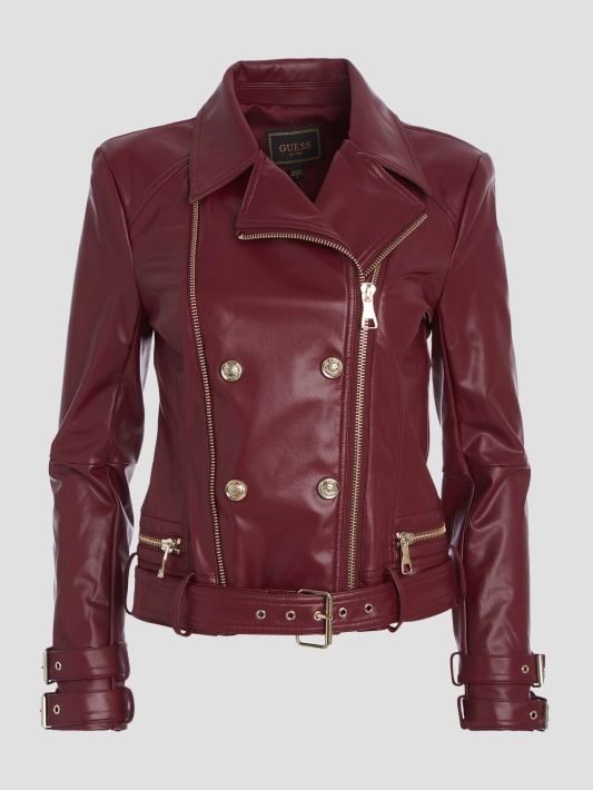 Olivia Dirbtinės Odos Moto Striukė Guess Mystic Wine Multi