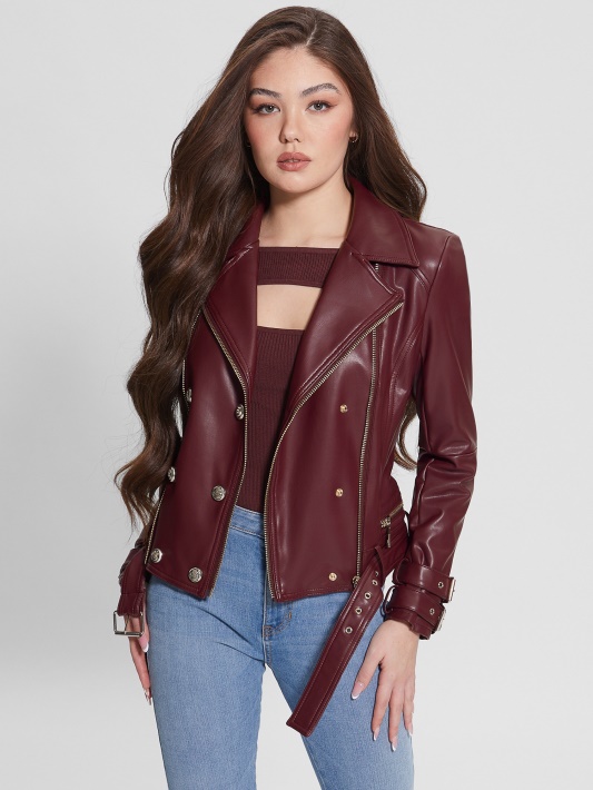 Olivia Dirbtinės Odos Moto Striukė Guess Mystic Wine Multi