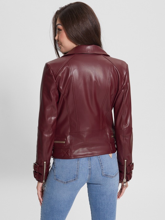 Olivia Dirbtinės Odos Moto Striukė Guess Mystic Wine Multi