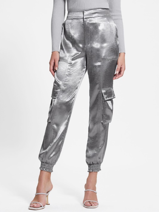 Guess Eco Soundwave Satin Cargo Kelnės Metalinės