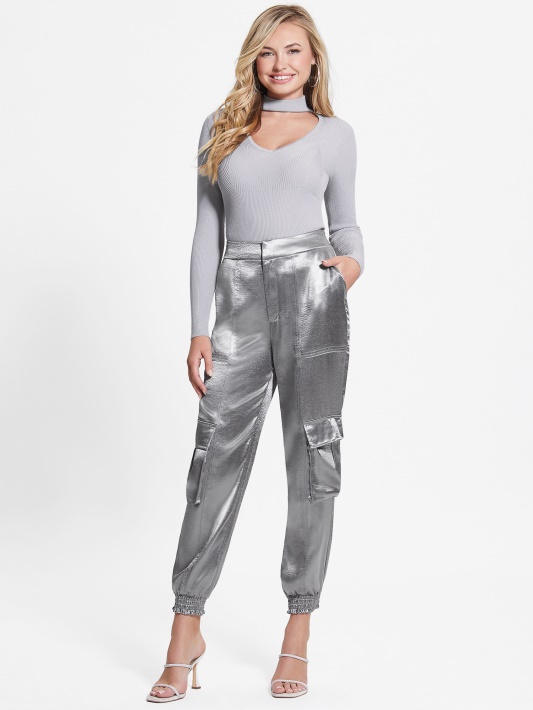 Guess Eco Soundwave Satin Cargo Kelnės Metalinės