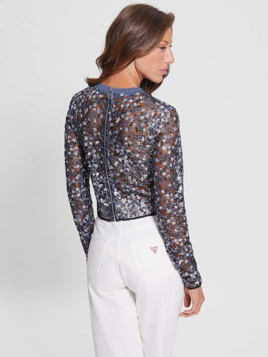 Elisa Floral Sequin Top Small Sequins Flower Atspėti