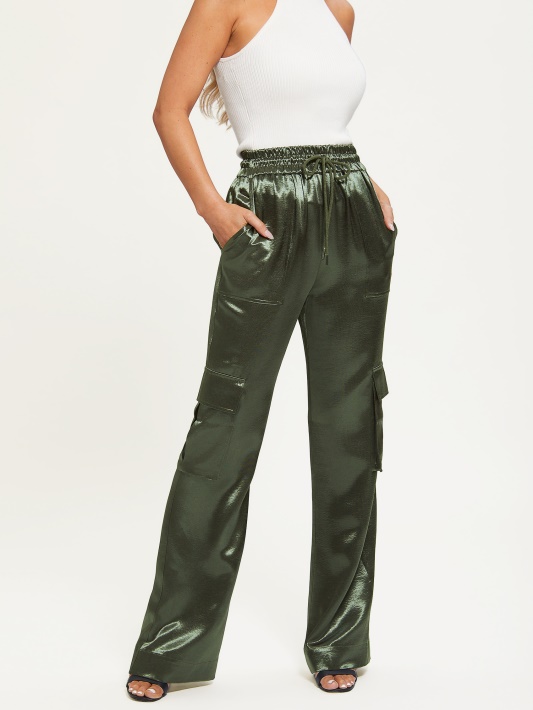 Hunter Green Chantal Metalic Cargo Pants Atspėti