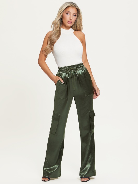 Hunter Green Chantal Metalic Cargo Pants Atspėti