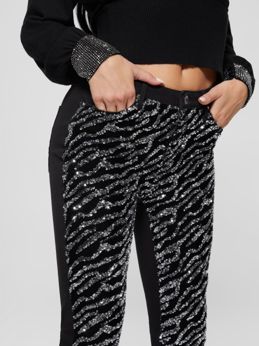 Glam Tiger Silver Guess 1981 Tiger Sequin Siauri Džinsai