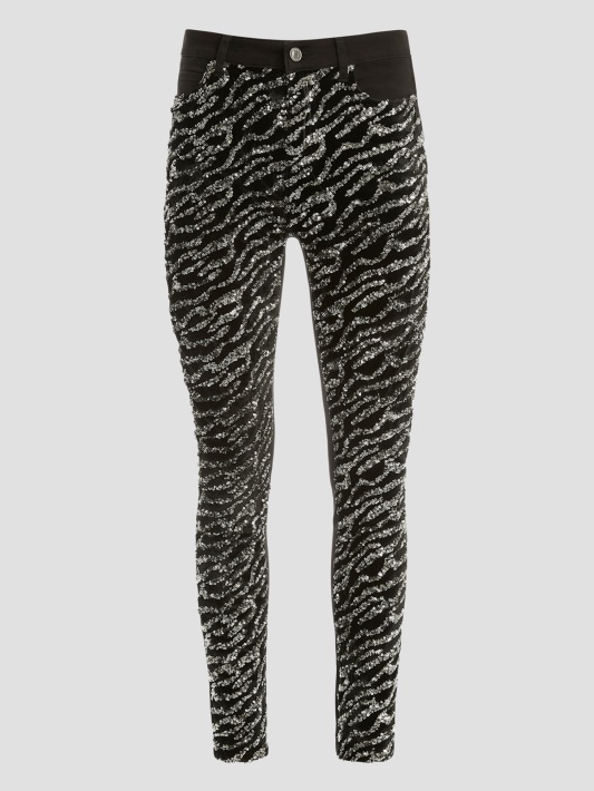 Glam Tiger Silver Guess 1981 Tiger Sequin Siauri Džinsai
