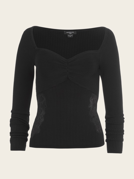 Jet Black Sadie Nėriniuotas Megztinis Top Spėjimas