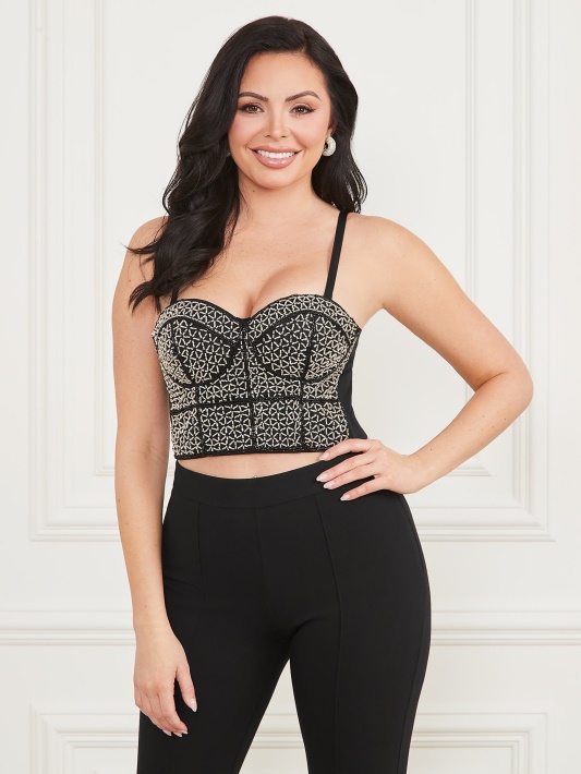 Zoe Bustier Top Atspėti Jet Black Multi