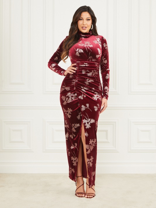 Atspėk Violetinės Spalvos žiedlapiu Su Rose Go Angelica Aksomo Maxi Suknelė