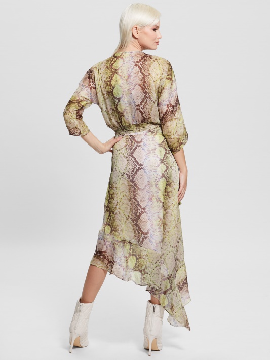 Atspėti Glam Snake Print Eco Ensley įvyniojama Suknelė