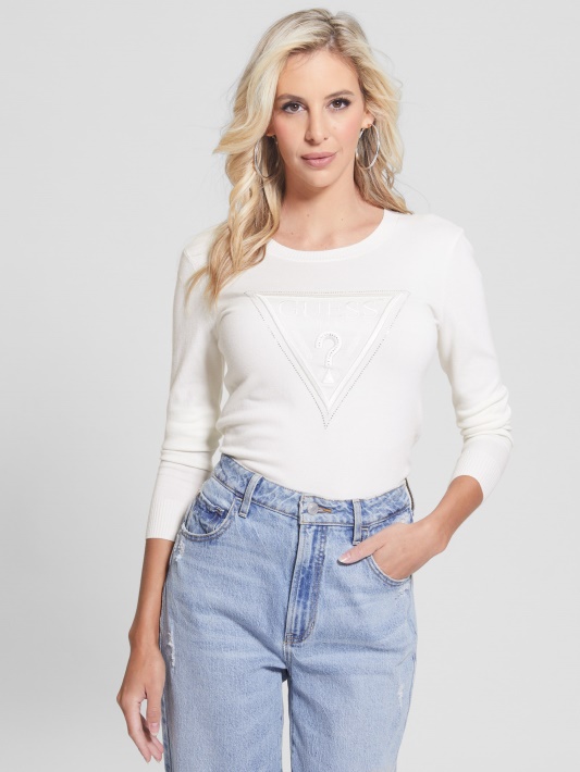 Guess Eco Eloise Megztinis Kreminis Baltas