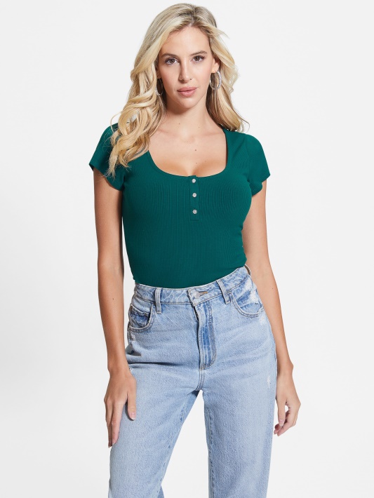 Regal žalsvai Mėlyna Eko Karlee Henley Tee Spėlioti