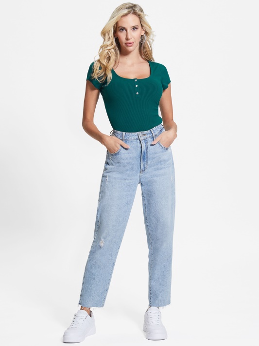 Regal žalsvai Mėlyna Eko Karlee Henley Tee Spėlioti