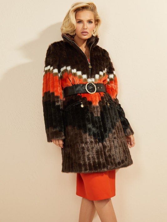 Chevron Orange Judy Dirbtinio Kailio Paltai Spėlioti
