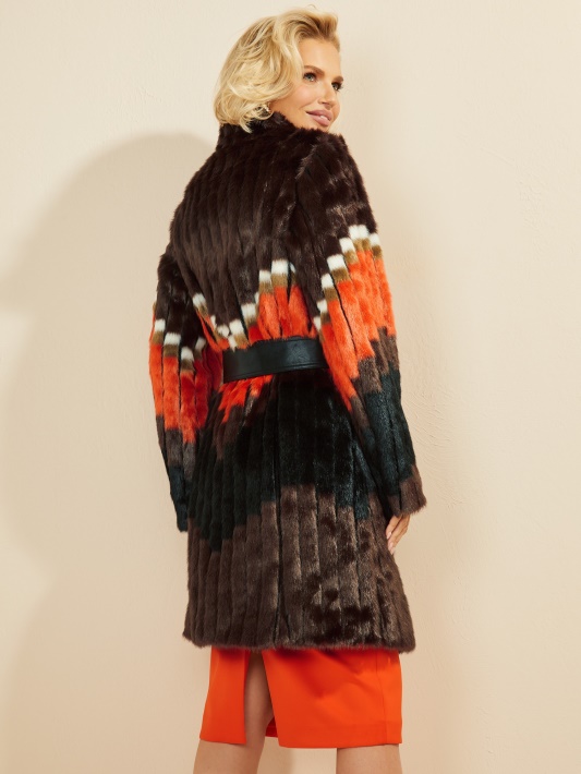 Chevron Orange Judy Dirbtinio Kailio Paltai Spėlioti