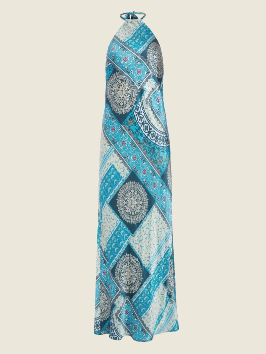 Mykanos Blue Combo Mykonos Silk Maxi Suknelė Atspėti