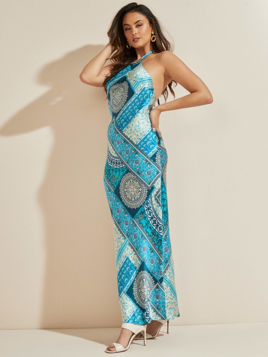 Mykanos Blue Combo Mykonos Silk Maxi Suknelė Atspėti