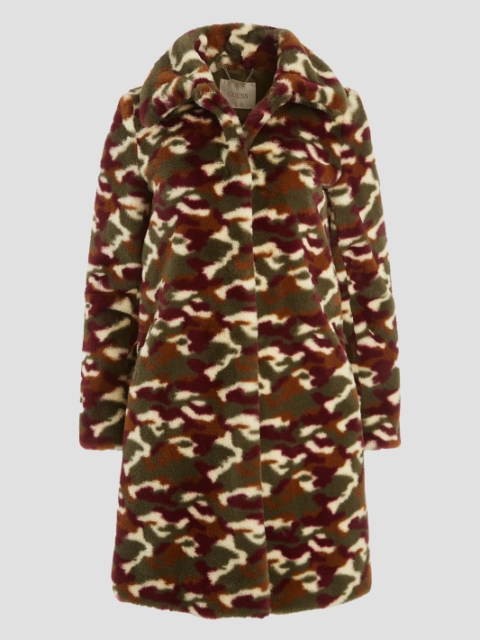Atspėti Camou Bordo Combo Amira Camo Dirbtinio Kailio Paltas