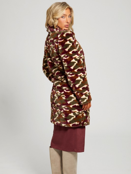 Atspėti Camou Bordo Combo Amira Camo Dirbtinio Kailio Paltas