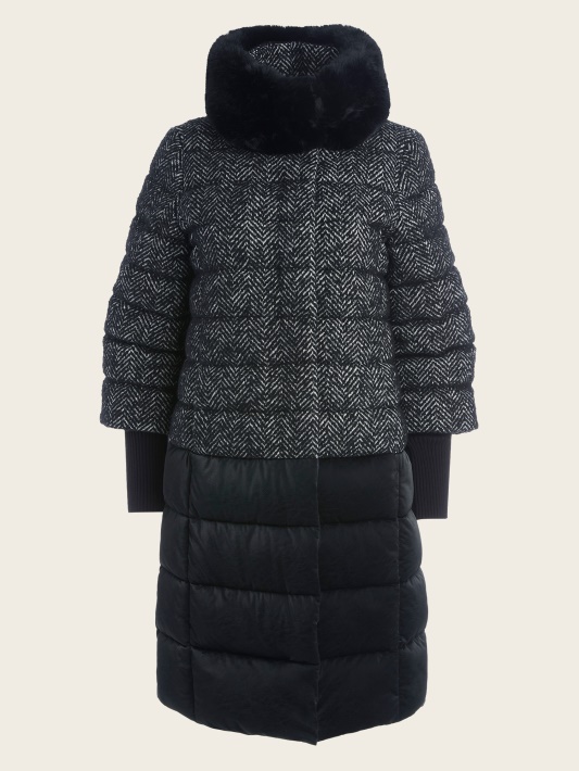 Abbey Puffer Coat Atspėti Chevron Juoda Ir Balta