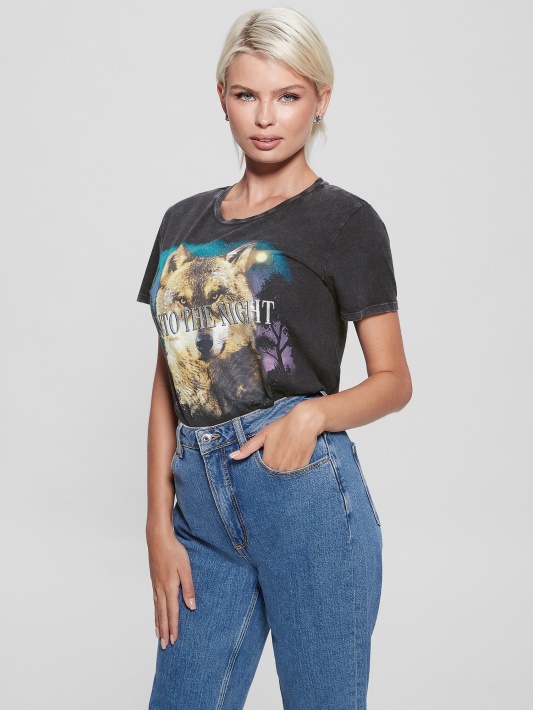Atspėti Jet Black Multi į Naktinį Lengvą Marškinėlį