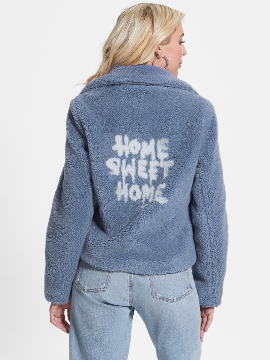 Daria Faux-sherpa Moto Striukė Guess Plieno Mėlyna