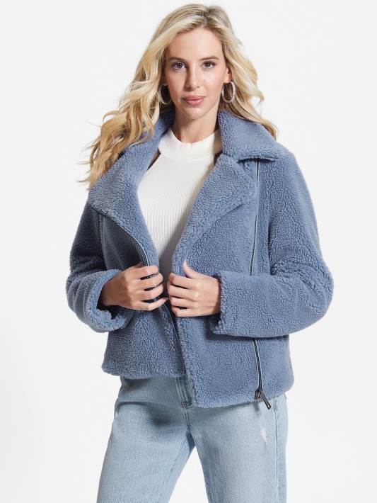 Daria Faux-sherpa Moto Striukė Guess Plieno Mėlyna