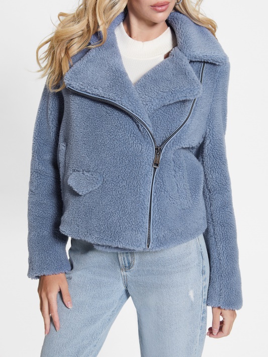 Daria Faux-sherpa Moto Striukė Guess Plieno Mėlyna