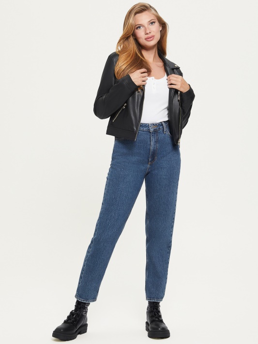 Venom Cropped Moto Striukė Atspėti Jet Black Multi