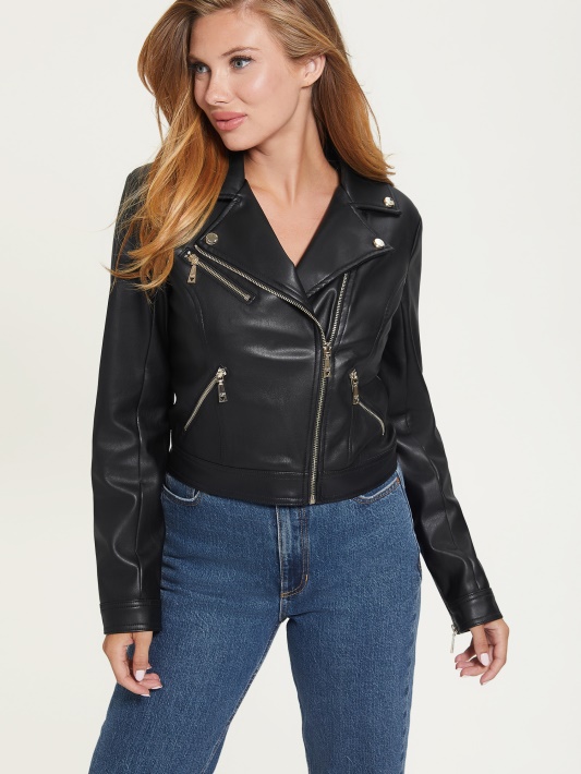 Venom Cropped Moto Striukė Atspėti Jet Black Multi
