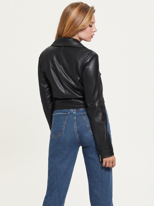 Venom Cropped Moto Striukė Atspėti Jet Black Multi
