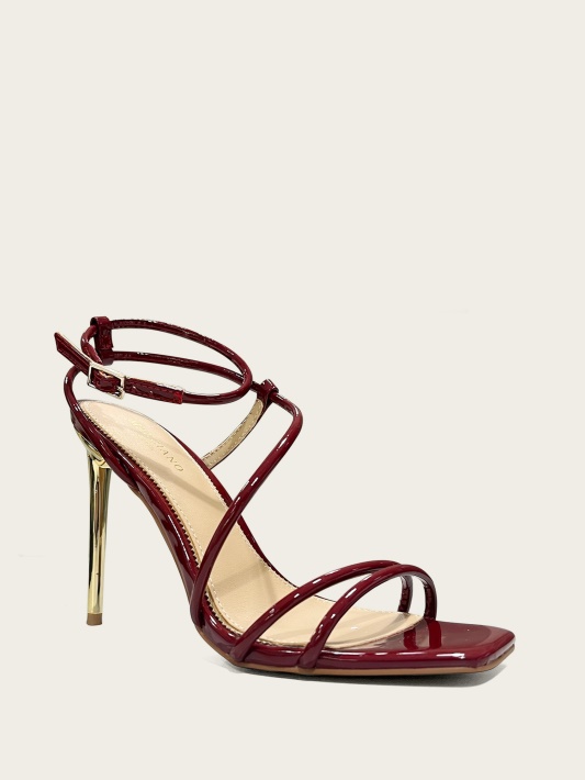 Tamsiai Uogienė Raudona Atspėti Strappy Cord Pakulniai Sandalas