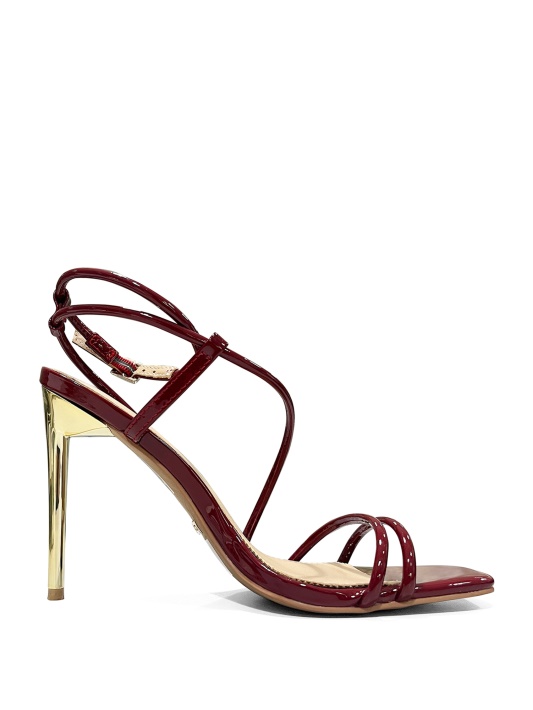 Tamsiai Uogienė Raudona Atspėti Strappy Cord Pakulniai Sandalas