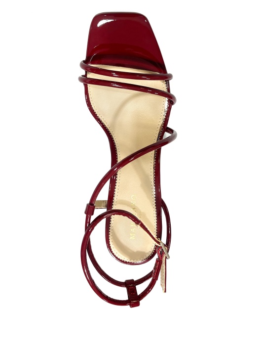 Tamsiai Uogienė Raudona Atspėti Strappy Cord Pakulniai Sandalas