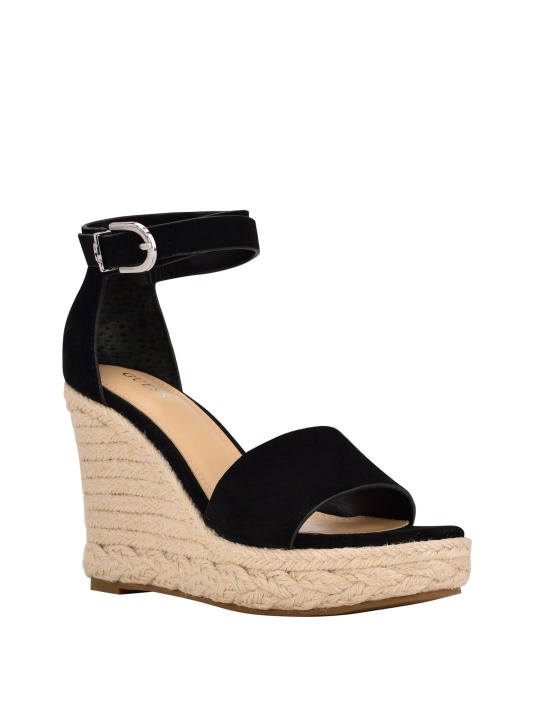 Hidy Suede Espadrille Pleištai Atspėti Juoda1