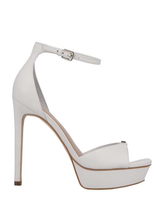 Baltos Odinės Ellsyn Platforminės Stiletto Sandalai Atspėti