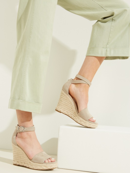 Hidy Suede Espadrille Pleištai Guess Taupe