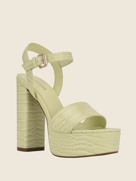 Lt Green Guess Gabeli Croc Platforminiai Sandaliniai Kulniukai