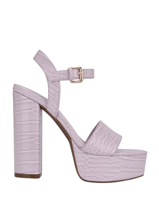 Atviri Violetiniai Guess Gabeli Croc Platforminiai Sandaliniai Kulniukai