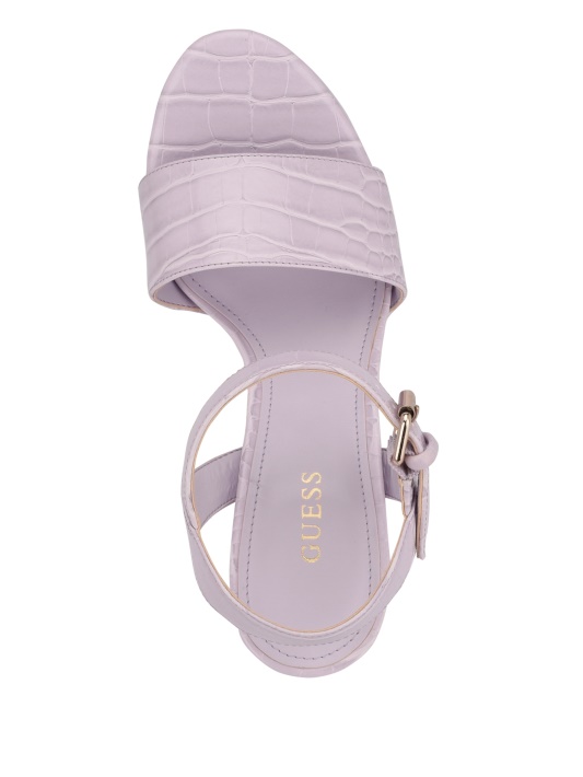 Atviri Violetiniai Guess Gabeli Croc Platforminiai Sandaliniai Kulniukai