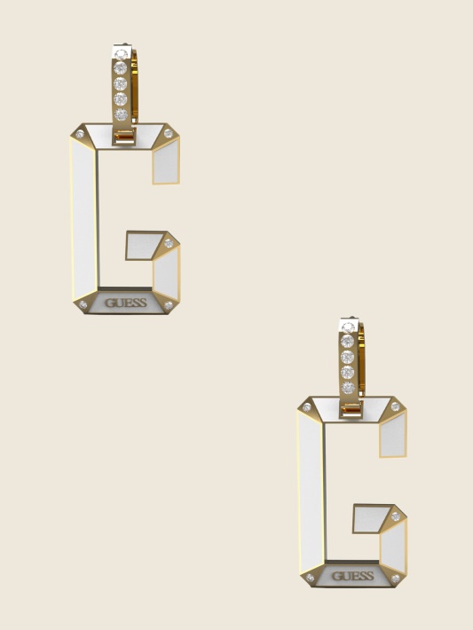 Aukso Tonas G Logotipas Huggie Hoop Auskarai Atspėti Aukso