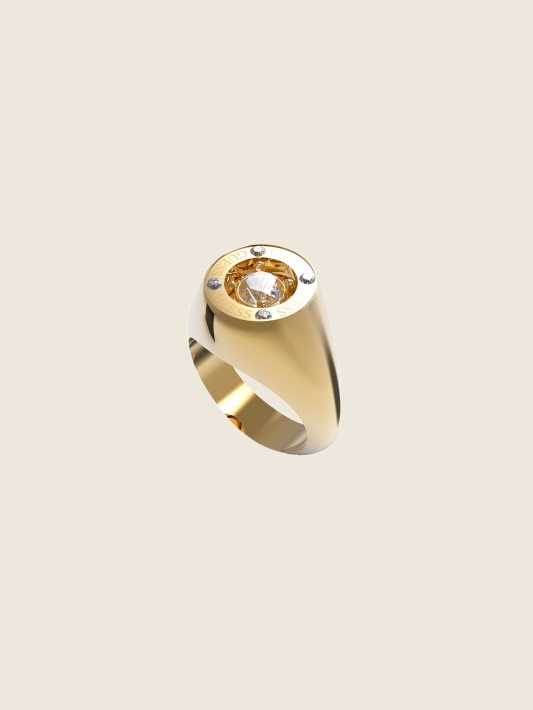 Auksinis Spėjimas Aukso Atspalvio Solitaire Signet žiedas
